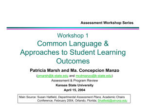 Common Language &amp; Approaches to Student Learning Outcomes Workshop 1