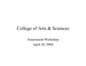 College of Arts &amp; Sciences Assessment Workshop April 20, 2004