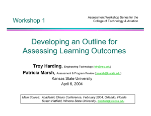 Developing an Outline for Assessing Learning Outcomes Workshop 1 Troy Harding