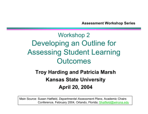 Developing an Outline for Assessing Student Learning Outcomes Workshop 2