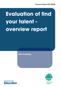 Evaluation of find your talent - overview report SQW Consulting