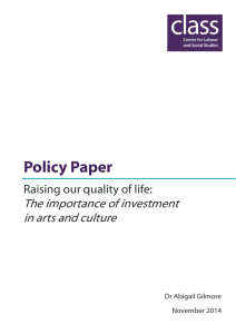 Policy Paper The importance of investment in arts and culture