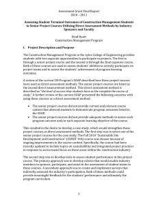 Assessment Grant Final Report 2010 – 2011