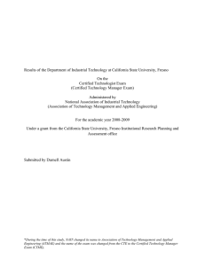 Results of the Department of Industrial Technology at California State... On the Certified Technologist Exam