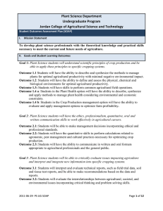 Plant Science Department Undergraduate Program Jordan College of Agricultural Science and Technology