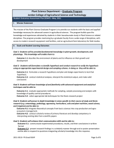 Plant Science Department – Graduate Program  Jordan College of Agricultural Science and Technology   