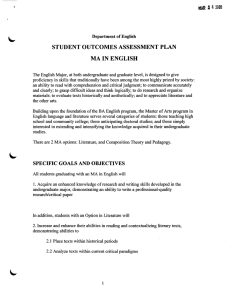 STUDENT OUTCOMES ASSESSMENT PLAN MA IN ENGLISH HAR 4