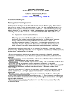 Department of Economics Student Outcome Assessment Plan (SOAP)  California State University, Fresno
