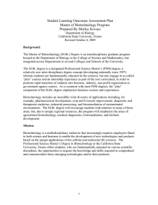 Student Learning Outcomes Assessment Plan  Master of Biotechnology Program