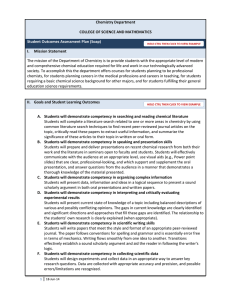 Chemistry Department COLLEGE OF SCIENCE AND MATHEMATICS I.  Mission Statement