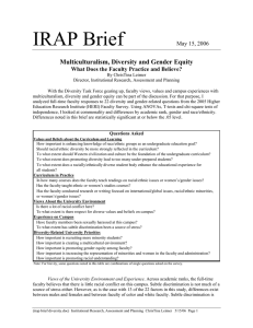 IRAP Brief  Multiculturalism, Diversity and Gender Equity May 15, 2006