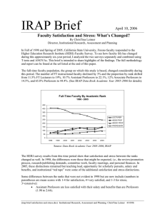 IRAP Brief  Faculty Satisfaction and Stress: What’s Changed? April 10, 2006