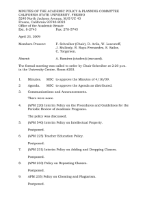 MINUTES OF THE ACADEMIC POLICY &amp; PLANNING COMMITTEE
