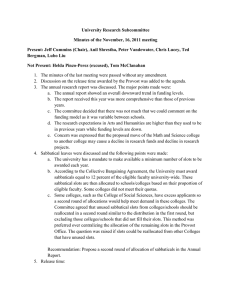 University Research Subcommittee Minutes of the November, 16, 2011 meeting