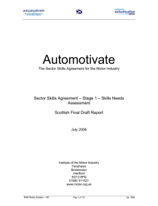 Automotivate Sector Skills Agreement – Stage 1 – Skills Needs Assessment