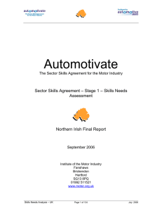 Automotivate Sector Skills Agreement – Stage 1 – Skills Needs Assessment