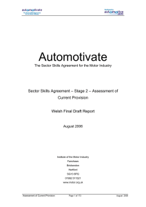 Automotivate  Sector Skills Agreement – Stage 2 – Assessment of Current Provision