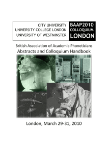 Abstracts and Colloquium Handbook London, March 29-31, 2010