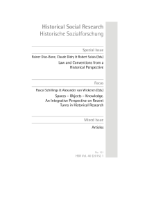 Historical Social Research Historische Sozialforschung Special Issue Focus