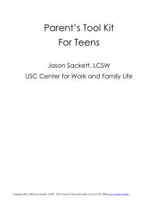 Parent’s Tool Kit For Teens  Jason Sackett, LCSW