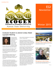 EGI Newsletter Winter 2015 Graduate Student to attend Lindau Nobel