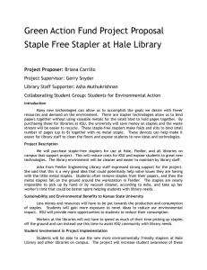Green Action Fund Project Proposal Staple Free Stapler at Hale Library