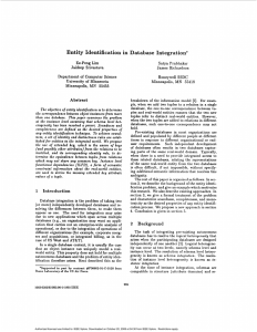 Entity Identification in  Database Integration* of