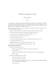 TDDC17 Reading List 2014 Patrick Doherty 2014