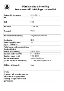 Försättsblad till skriftlig tentamen vid Linköpings Universitet