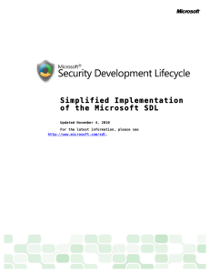 Simplified Implementation of the Microsoft SDL Updated November 4, 2010