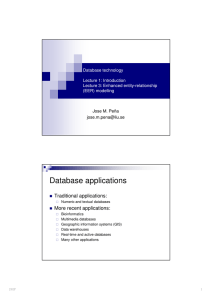 Database applications Traditional applications: More recent applications: Database technology