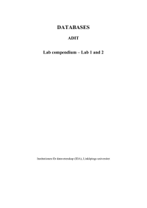 DATABASES ADIT Lab compendium – Lab 1 and 2