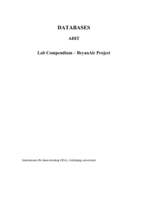 DATABASES ADIT Lab Compendium – BryanAir Project