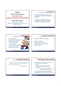 TDDD36 Secure Mobile Systems Systems Software Lecture 4: Distributed Systems Models