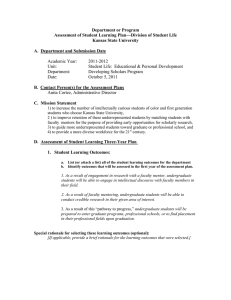 Department or Program Assessment of Student Learning Plan—Division of Student Life