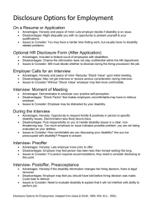 Disclosure Options for Employment On a Resume or Application