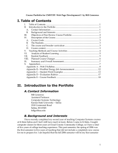 I. Table of Contents
