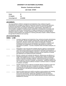 UNIVERSITY OF SOUTHERN CALIFORNIA Director, Contracts and Grants Job Code: 121031