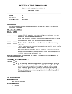 UNIVERSITY OF SOUTHERN CALIFORNIA Student Information Technician II Job Code: 137011