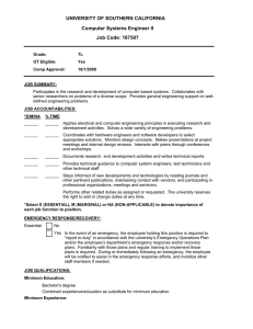 UNIVERSITY OF SOUTHERN CALIFORNIA Computer Systems Engineer II Job Code: 167507