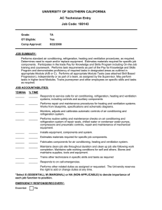UNIVERSITY OF SOUTHERN CALIFORNIA AC Technician Entry Job Code: 180143