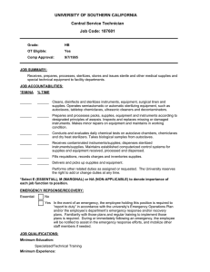 UNIVERSITY OF SOUTHERN CALIFORNIA Central Service Technician Job Code: 187601