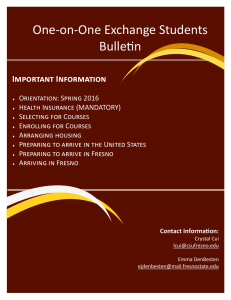 One-on-One Exchange Students Bulletin  Important Information