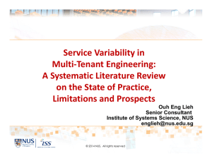 Service Variability in  Multi‐Tenant Engineering:  A Systematic Literature Review  on the State of Practice, 