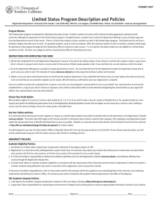 Limited Status Program Description and Policies STUDENT COPY