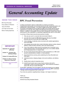 General Accounting Update BPC Fraud Prevention