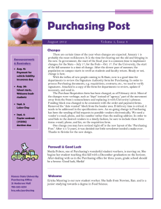 Purchasing Post Changes Volume 5, Issue 8 August 2012