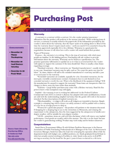 Purchasing Post Warranty Volume 6, Issue 11 November 2013