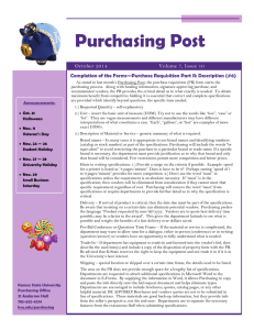 Purchasing Post Completion of the Forms—Purchase Requisition Part II: Description (#6)