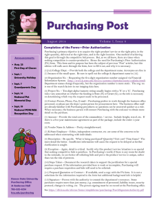 Purchasing Post Completion of the Forms—Prior Authorization Volume 7, Issue 8 August 2014